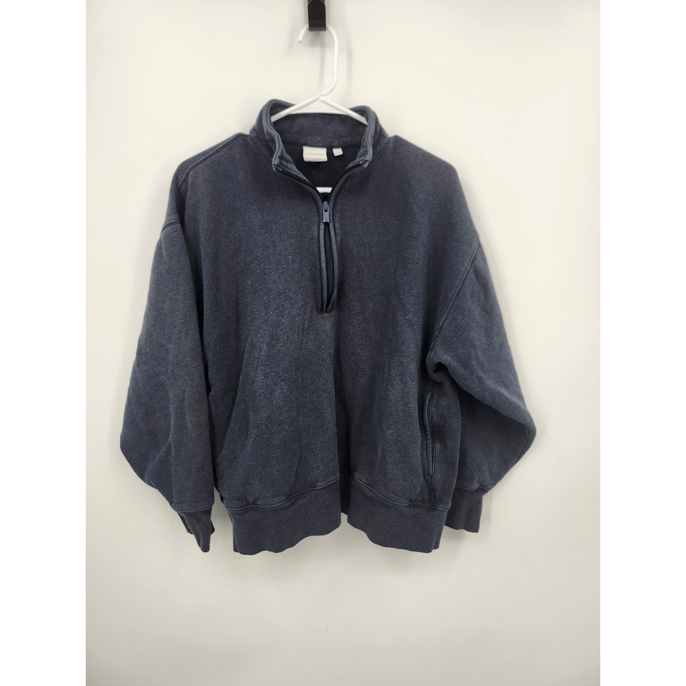 Aritzia Sweatfleece Quarter Zip Pullover Mens Medium Navy Blue Embroidered Logo